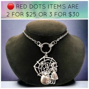 🔴 stainless steel chain witch magic potion cauldron spider web halloween charm
